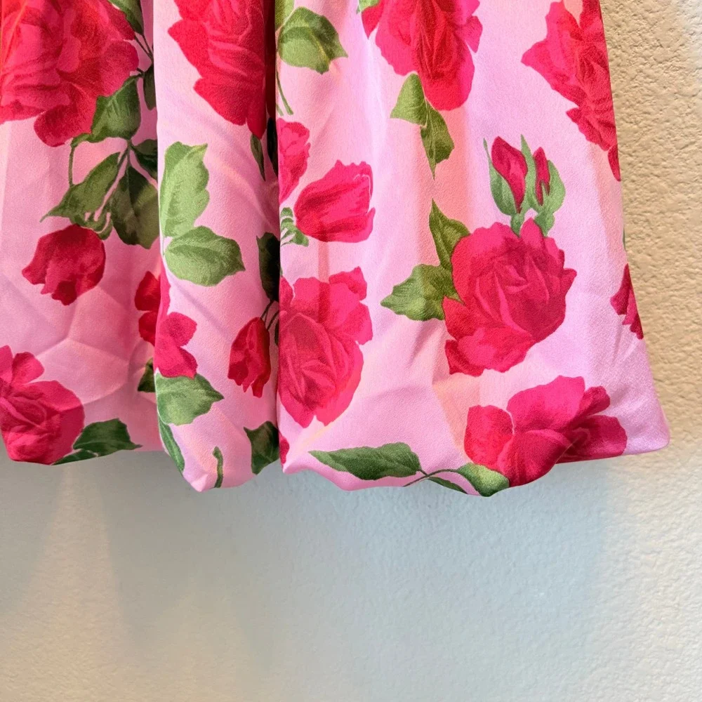 Show Me Your Mumu Floral Mini Dress Womens Pink New Rose Print Bubble Hem Romper - Picture 6 of 14